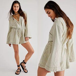 Free People Solstice Washed Shortall Romper in Size Large NWOT $128